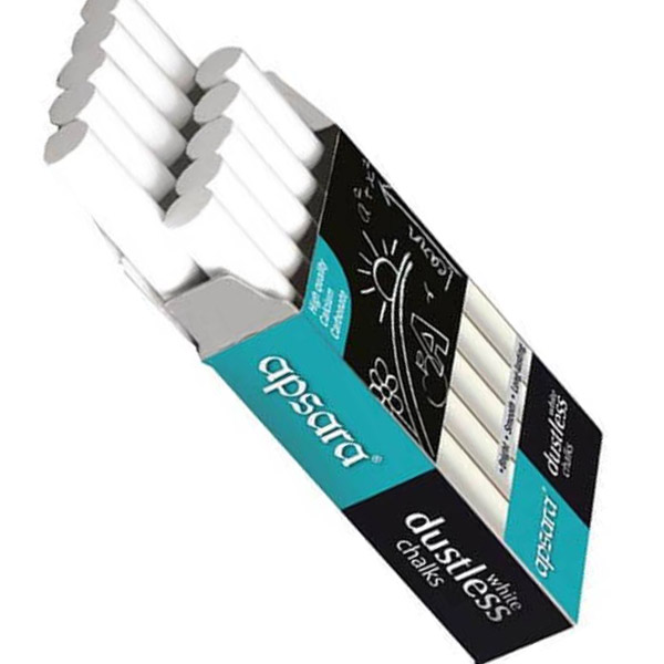 Apsara DUSTLESS CHALKS (White) 10 pc pack Online Stationery