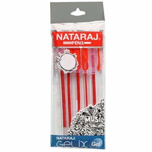 Nataraj Pens- Gelix Gel Pens – pack of 5 pens (Red Colour)