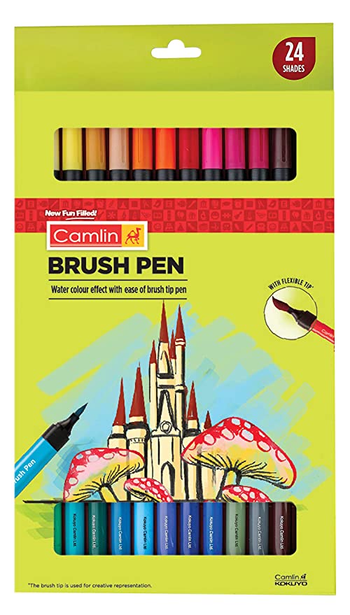 Camlin Brush Pen - 24 Shades - Online Stationery Trivandrum