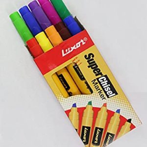 Luxor Super Chisel Marker - Chisel Whiteboard Marker (10 Pack Markers) (Assorted Colours Pack)