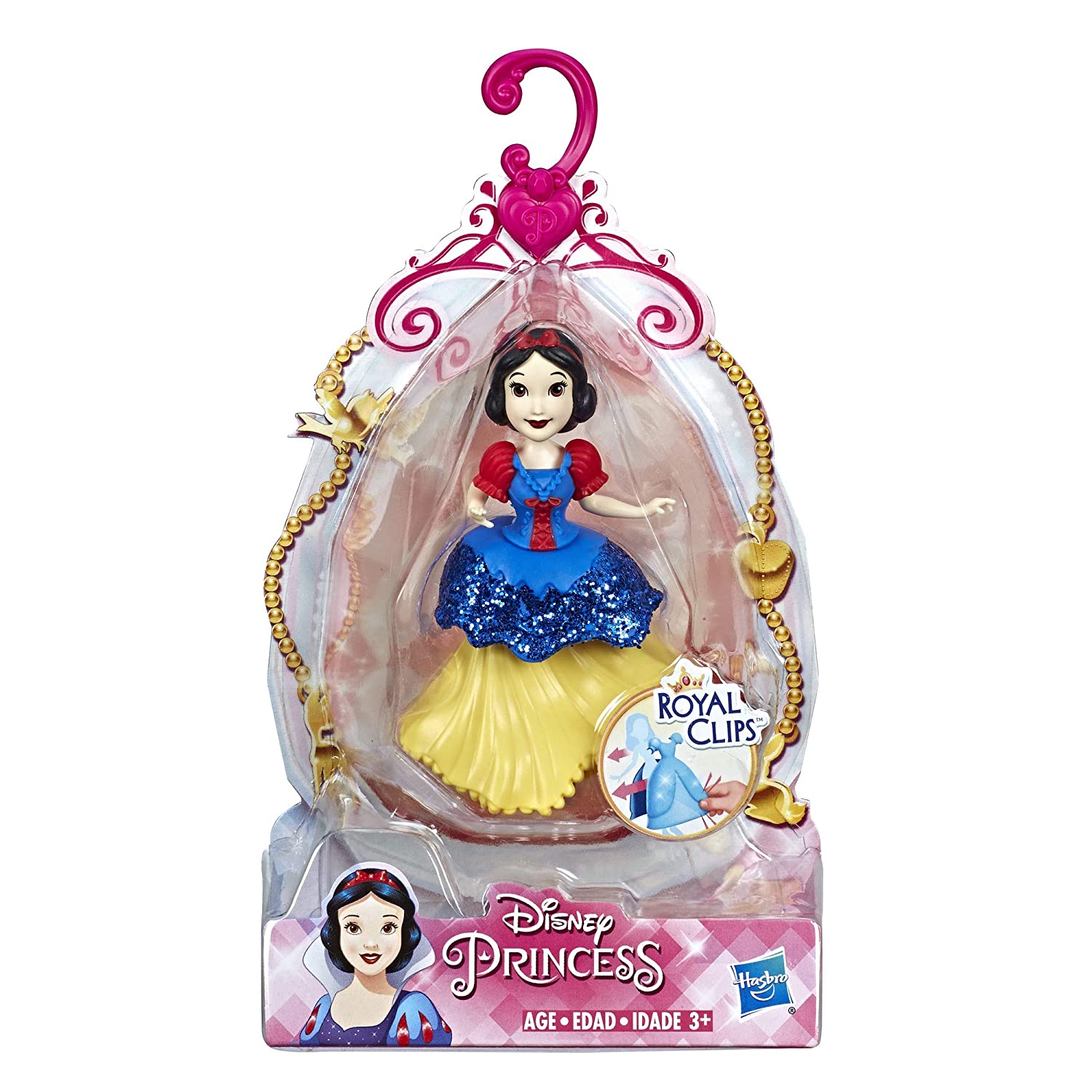 El hotel picar Espectador Roll over image to zoom in Disney Princess Snow White Collectible Doll With  Glittery Blue-and-Yellow One-Clip Dress, Royal Clips Fashion Toy - Online  Stationery Trivandrum