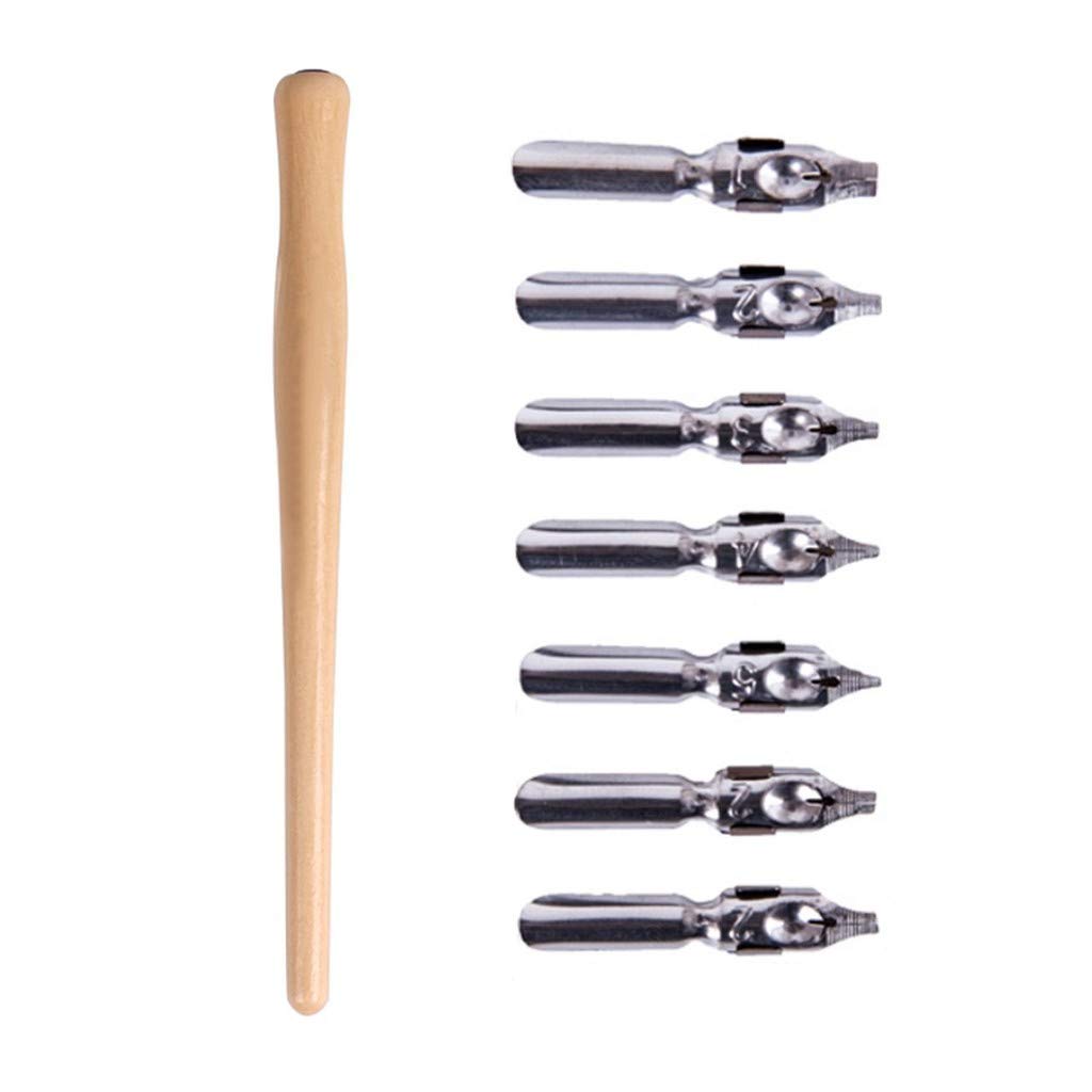 7 Nib Calligraphy Dip Pen Set With Wooden Holder - Online
